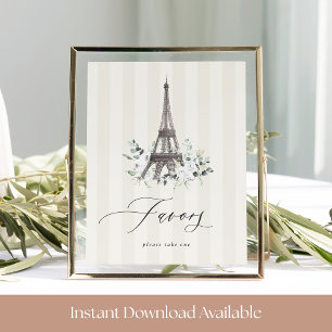 Paris Bloom Bridal Shower Favour Table Sign