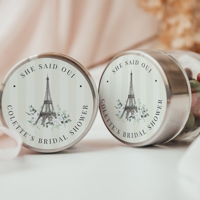 Paris Bloom | Floral Eiffel Tower Bridal Shower Classic Round Sticker (Creator Uploaded)