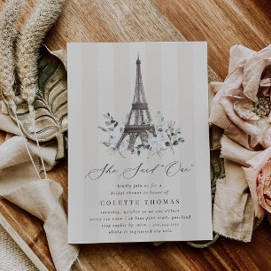 Paris Bloom Floral Eiffel Tower Bridal Shower Invitation