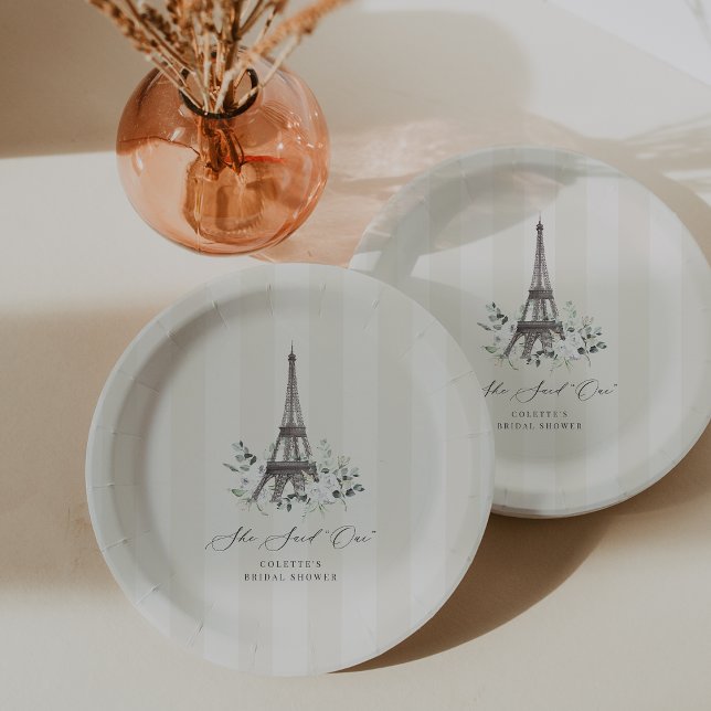 Paris Bloom | Floral Eiffel Tower Bridal Shower Paper Plate (Creator Uploaded)