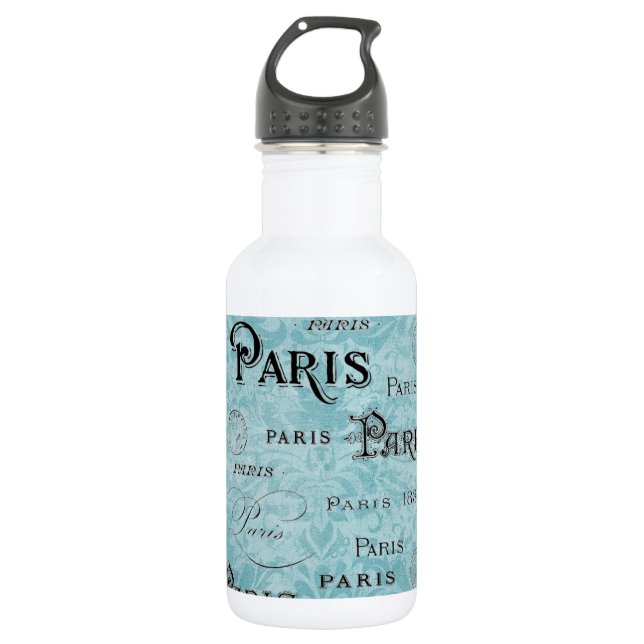Paris | Blue Damask 532 Ml Water Bottle (Front)
