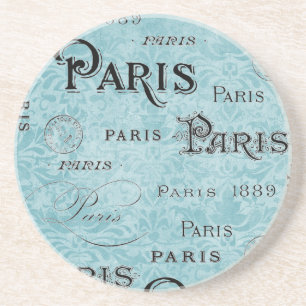 Paris Blue Damask Coaster