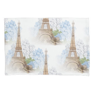 Paris Blue Hydrangea Vintage Romantic Pillowcase