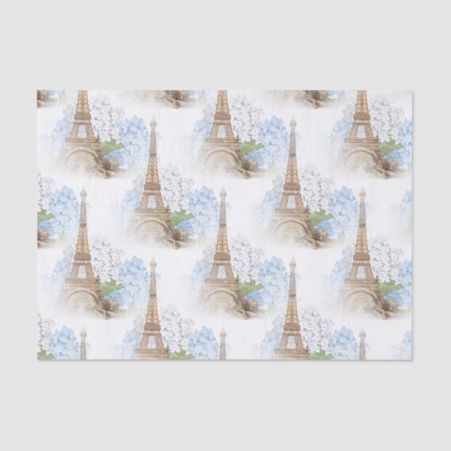Paris Blue Hydrangea White Tissue Paper (Front)