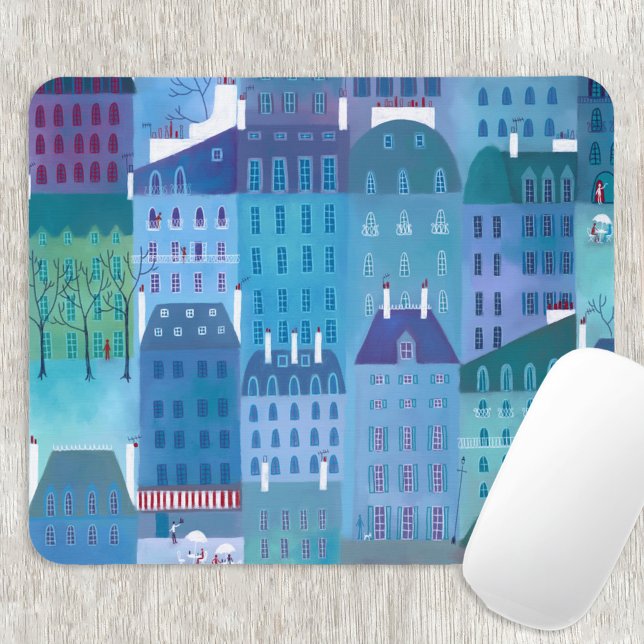 Paris Blue Mouse Mat (Paris blue painting art mouse pad)