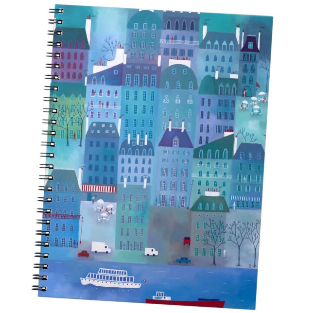 Paris Blues City Painting France Notebook (Paris blue city notebook with original art by Nic Squirrell. )