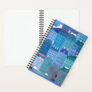 Paris Blues Cityscape Painting France Notebook