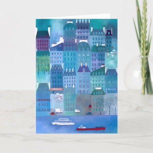 Paris Blues Greetings Card
