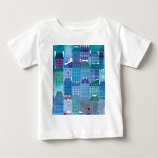 Paris Blues Modern Cityscape Painting Baby T-Shirt
