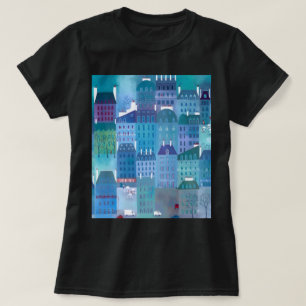 Paris Blues Modern Cityscape Painting T-Shirt