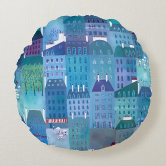 Paris Blues Round Cushion