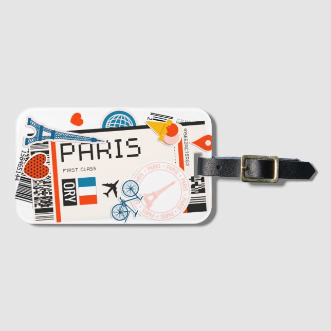 PARIS BOARDING PASS PHONE LUGGAGE TAG (Front Horizontal)