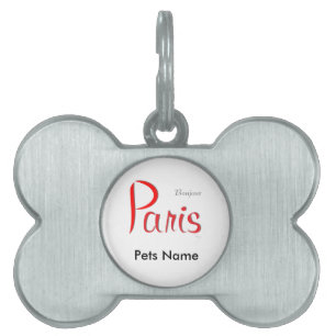 PARIS Bonjour (Hello) Pet Name Tag