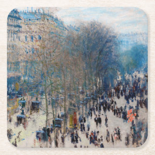 Paris Boulevard, Claude Monet Square Paper Coaster