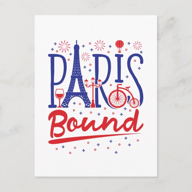 Paris Bound French Vacation Travel Traveler Postcard (Front)