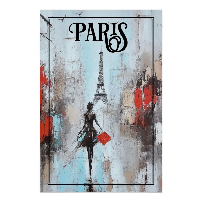 Paris Bound Woman in Black Poster (Front)