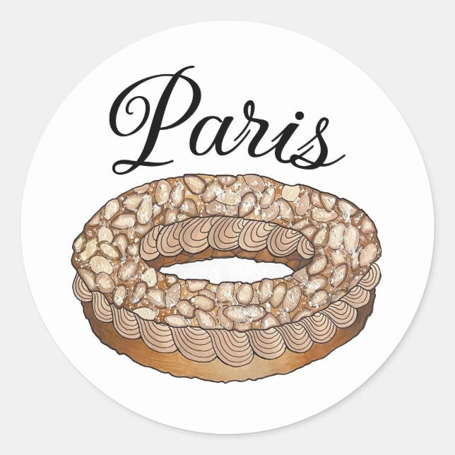 Paris Brest Choux Pastry French Patisserie France Classic Round Sticker (Front)