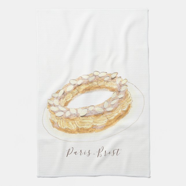 Paris-Brest watercolor Tea Towel (Vertical)