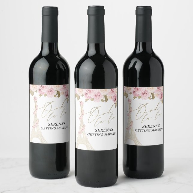  Paris bridal shower, French theme Bridal Shower,  Wine Label (Bottles)