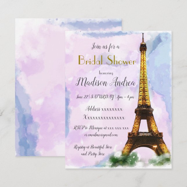 Paris Bridal Shower Invitation (Front/Back)