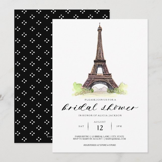 Paris Bridal Shower Invitation (Front/Back)