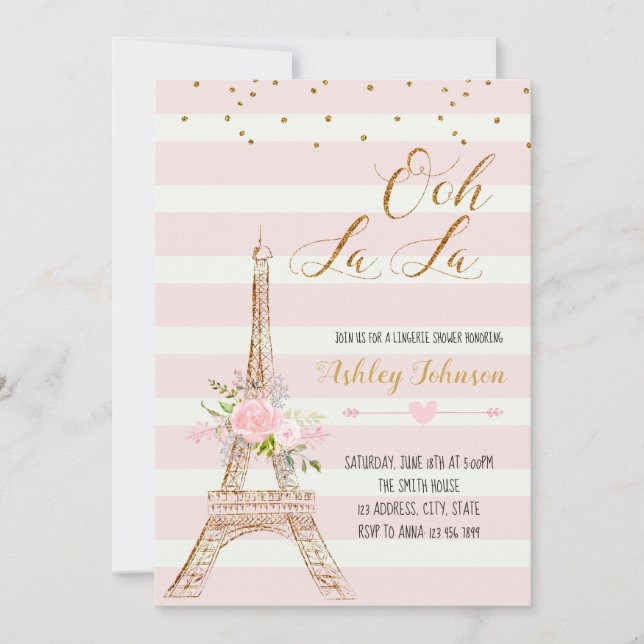 Paris bridal shower invitation card (Front)
