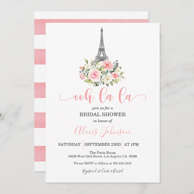 Paris Bridal Shower Invitation - Ooh La La (Front/Back)