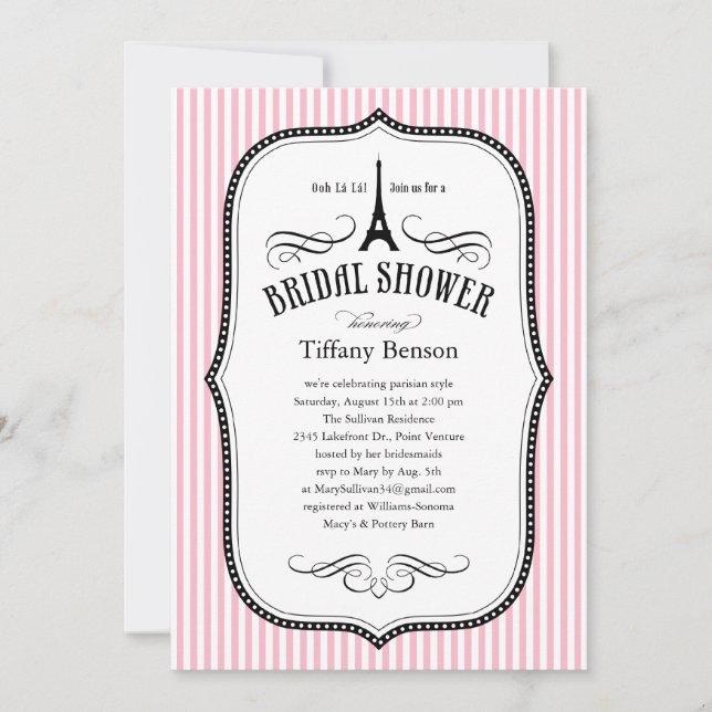 Paris Bridal Shower Invitations (Front)