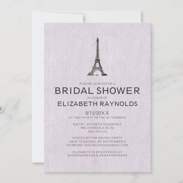 Paris Bridal Shower Invitations (Front)