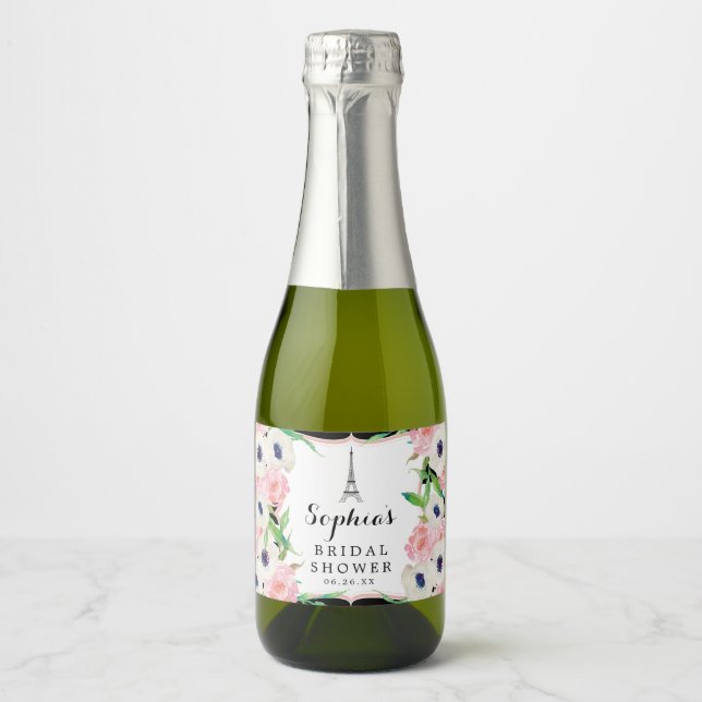 Paris Bridal Shower Mini Champagne Labels (Front)