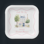 Paris Bridal Shower Parisian Cafe Paper Plate<br><div class="desc">Paris Cafe Bridal Shower with Eiffel Tower and blue stripes</div>
