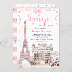 Paris Bridal Shower Party French Eiffel Tower Cafe Invitation
