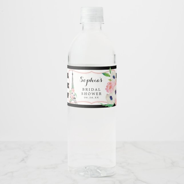 Paris Bridal Shower Water Bottle Labels (Front)