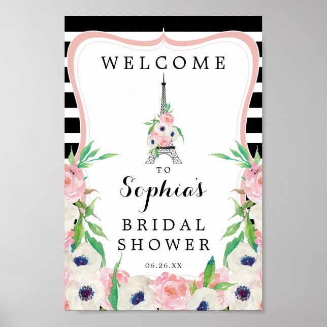 Paris Bridal Shower Welcome Sign (Front)