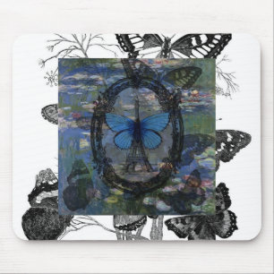 Paris Butterflies Art Collage Mouse Pad
