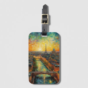 Paris by night van Gogh style Luggage Tag