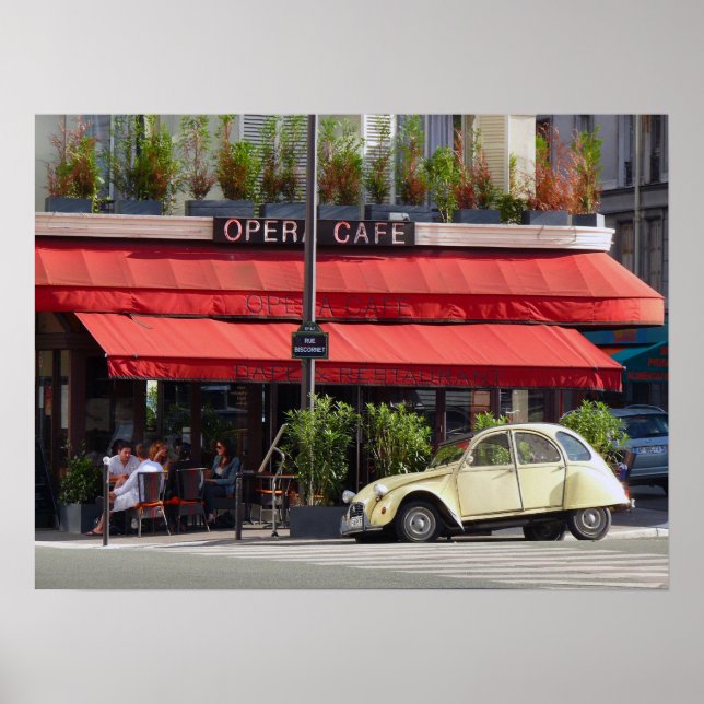 Paris Café and old Citroën Car Poster (Front)