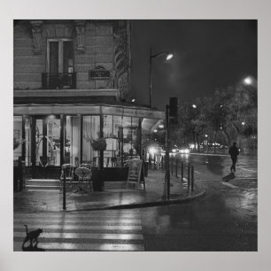 Paris Cafe at Night Poster