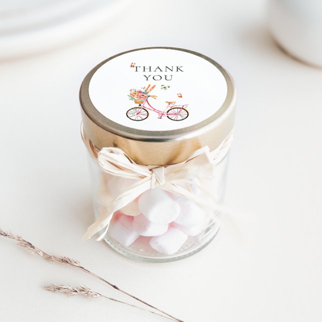 Paris Cafe Boulangerie Pink Bicycle Watercolor  Classic Round Sticker (Creator Uploaded)