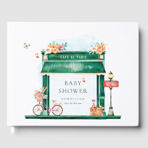 Paris Cafe Boulangerie Watercolor Baby Shower  Guest Book