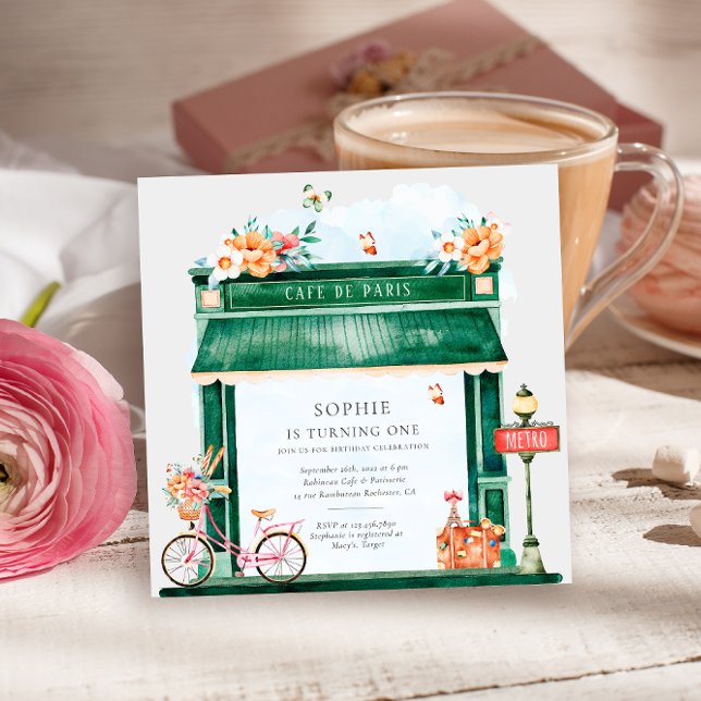 Paris Cafe Boulangerie Watercolor Birsthday Party  Invitation (Creator Uploaded)
