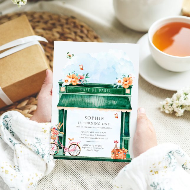 Paris Cafe Boulangerie Watercolor Birthday Party   Invitation (Creator Uploaded)