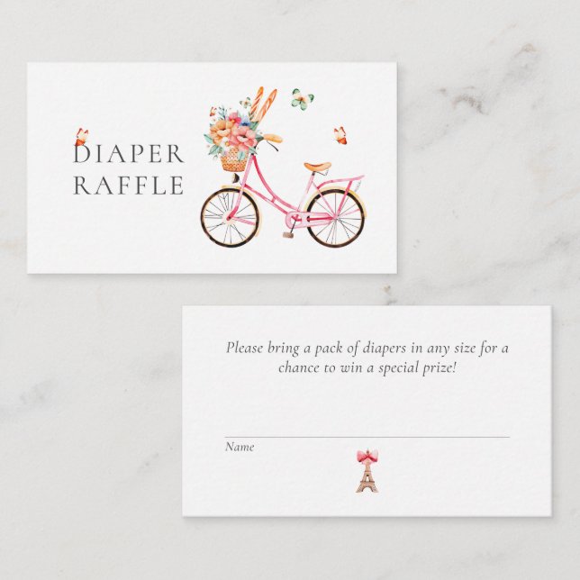 Paris Cafe Boulangerie Watercolor Diaper Raffle Enclosure Card (Front/Back)