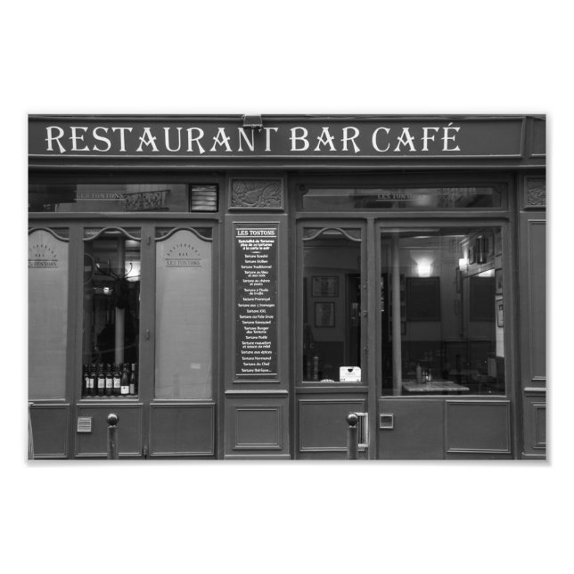 Paris Cafe - Les Tontons - Black and White - Photo Print (Front)