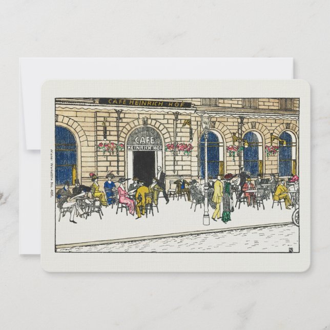 Paris Cafe Postcard Linen Note Card Stationary 5x7 (Front)