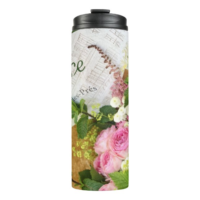 Paris Cafe Rose Thermal Tumbler (Front)