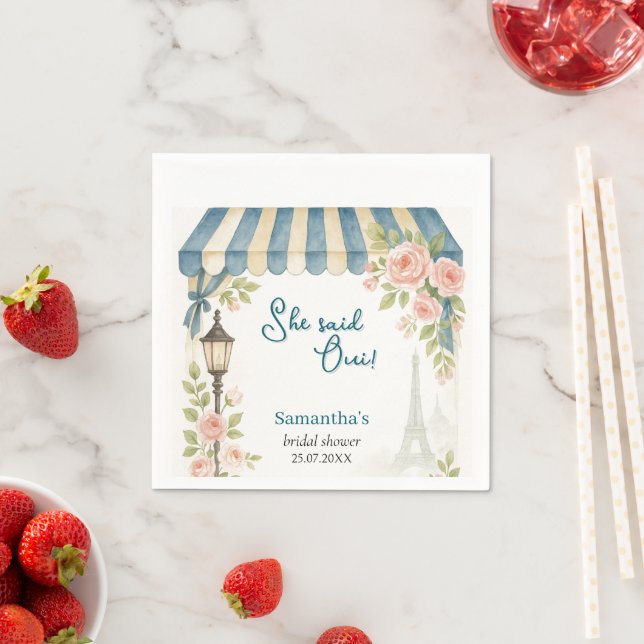 Paris Cafe She Said Oui Bridal Shower  Napkin (Insitu)