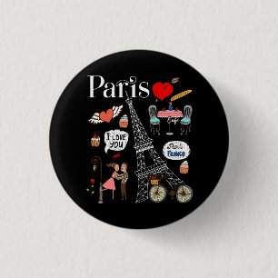 Paris Cafe Souvernir Fantasy Country Eiffel Tower 3 Cm Round Badge