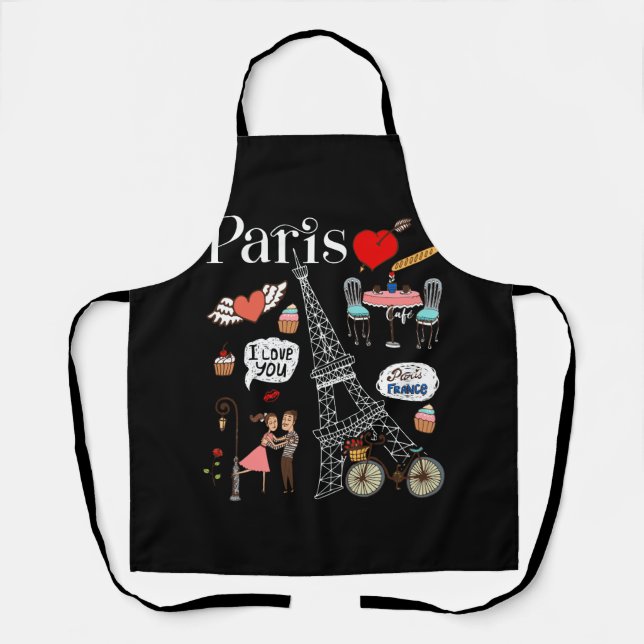 Paris Cafe Souvernir Fantasy Country Eiffel Tower  Apron (Front)