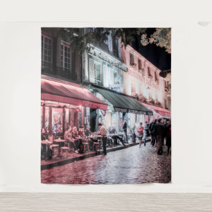 Paris Café Street Scene   Wall Mural Backdrop Tapestry